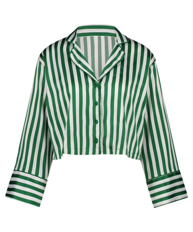 Satin Long-Sleeved Jacket - Green