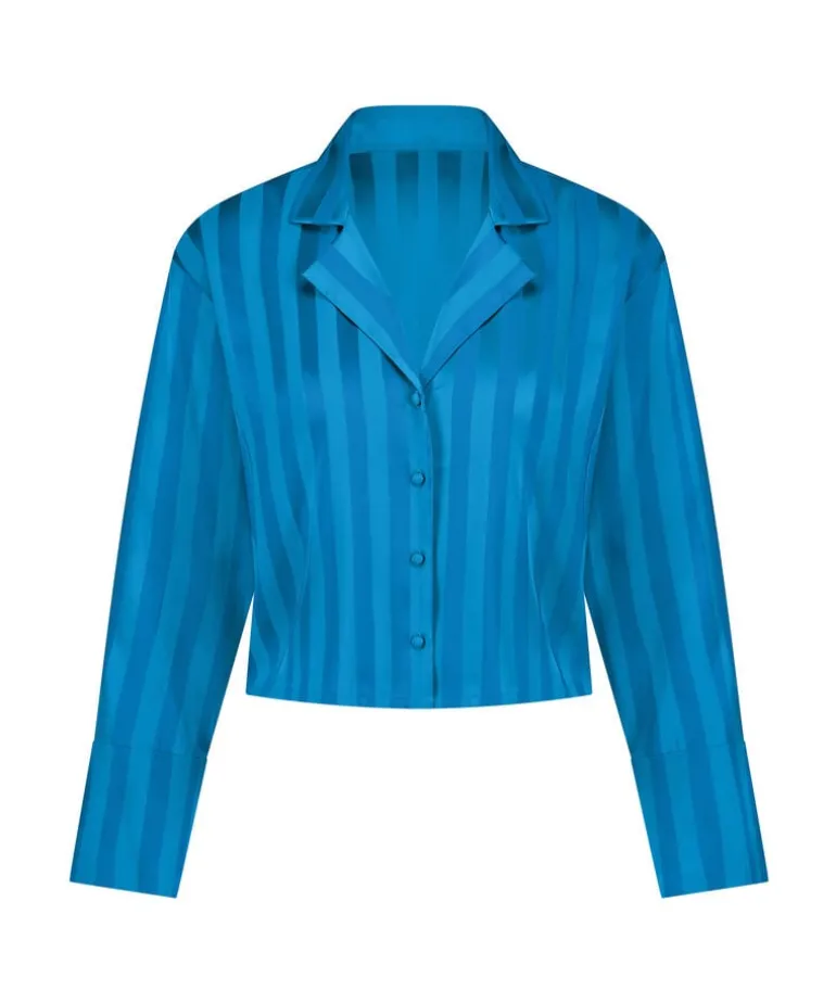 Satin Long-Sleeved Jacket - Blue