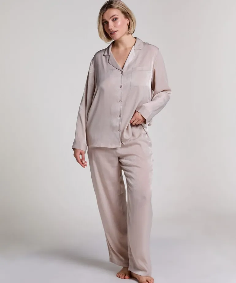 Satin Long-Sleeved Jacket - Beige