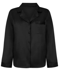 Satin Long-Sleeved Jacket - Black