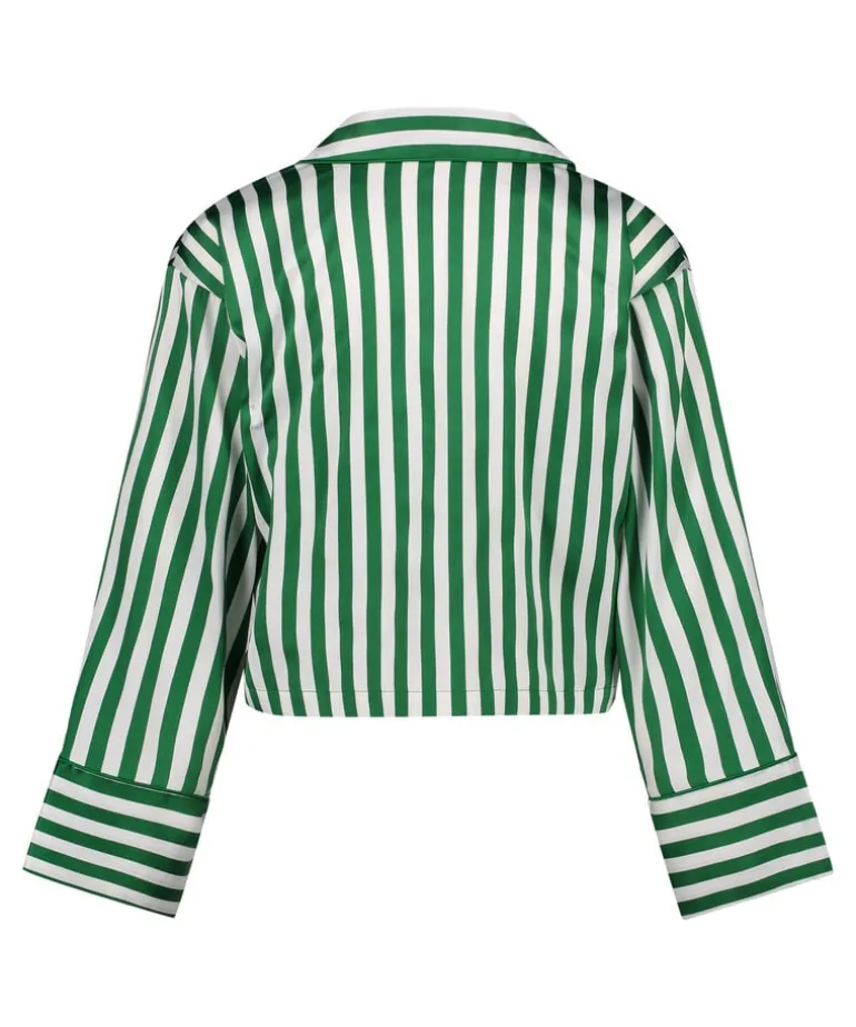 Satin Long-Sleeved Jacket - Green