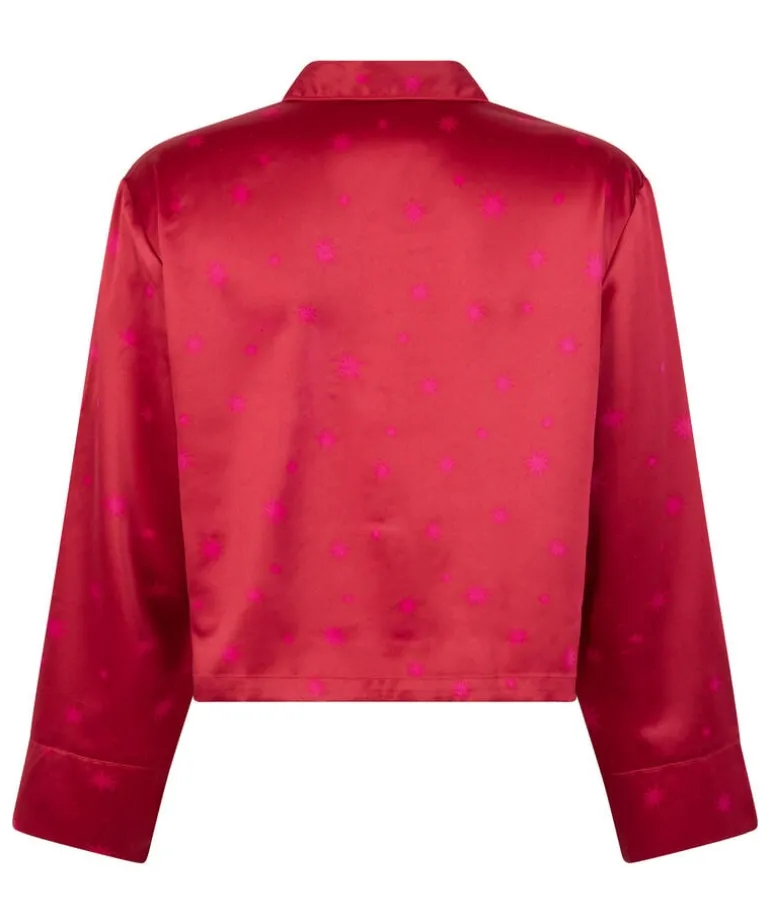 Satin Long-Sleeved Jacket - Red