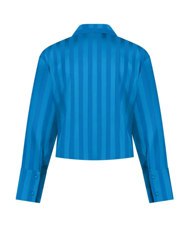 Satin Long-Sleeved Jacket - Blue