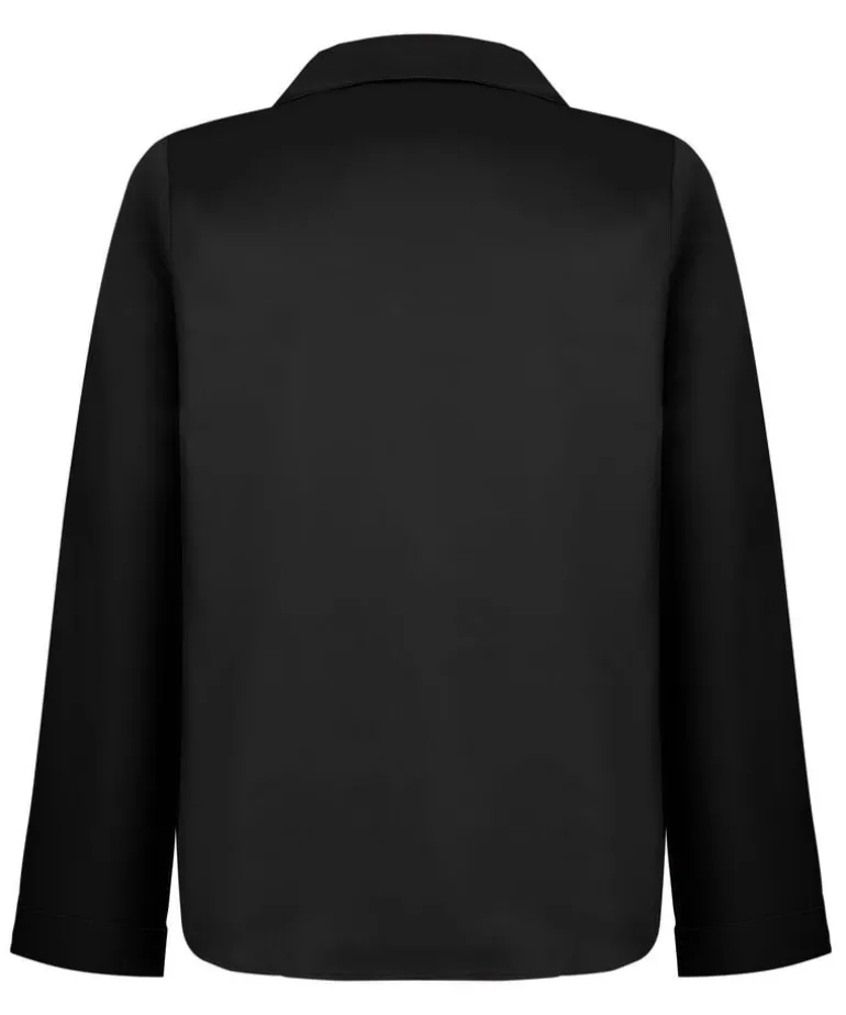 Satin Long-Sleeved Jacket - Black