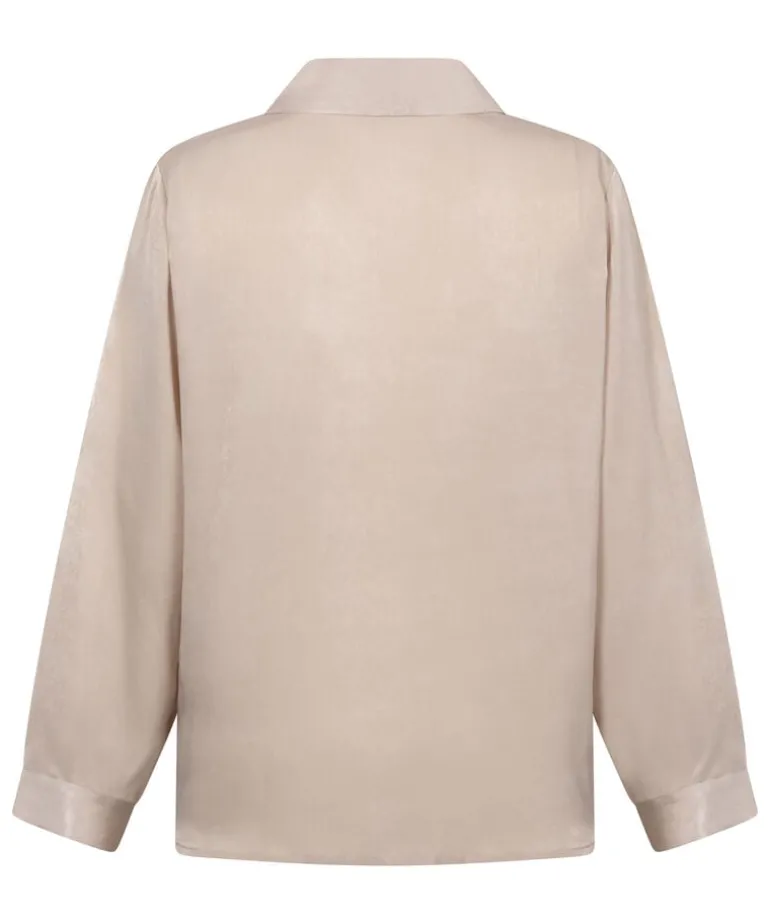 Satin Long-Sleeved Jacket - Beige
