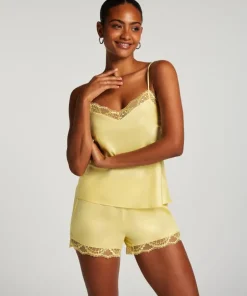 Satin pyjama shorts - Yellow