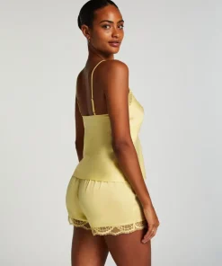 Satin pyjama shorts - Yellow