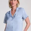 Satin Short-Sleeved Jacket - Blue