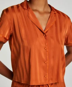 Satin Short-Sleeved Jacket - Orange