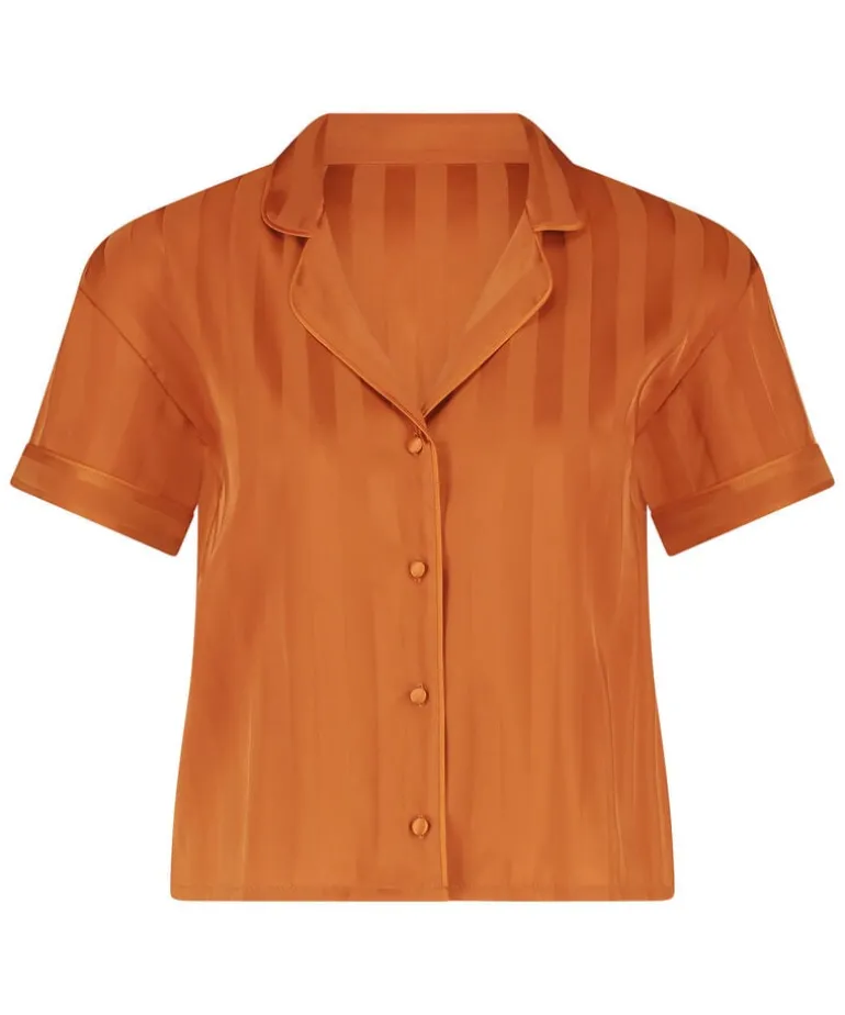 Satin Short-Sleeved Jacket - Orange