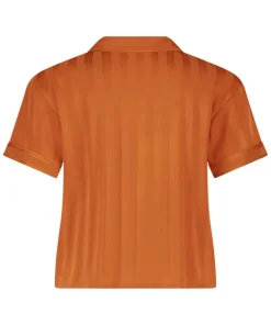 Satin Short-Sleeved Jacket - Orange