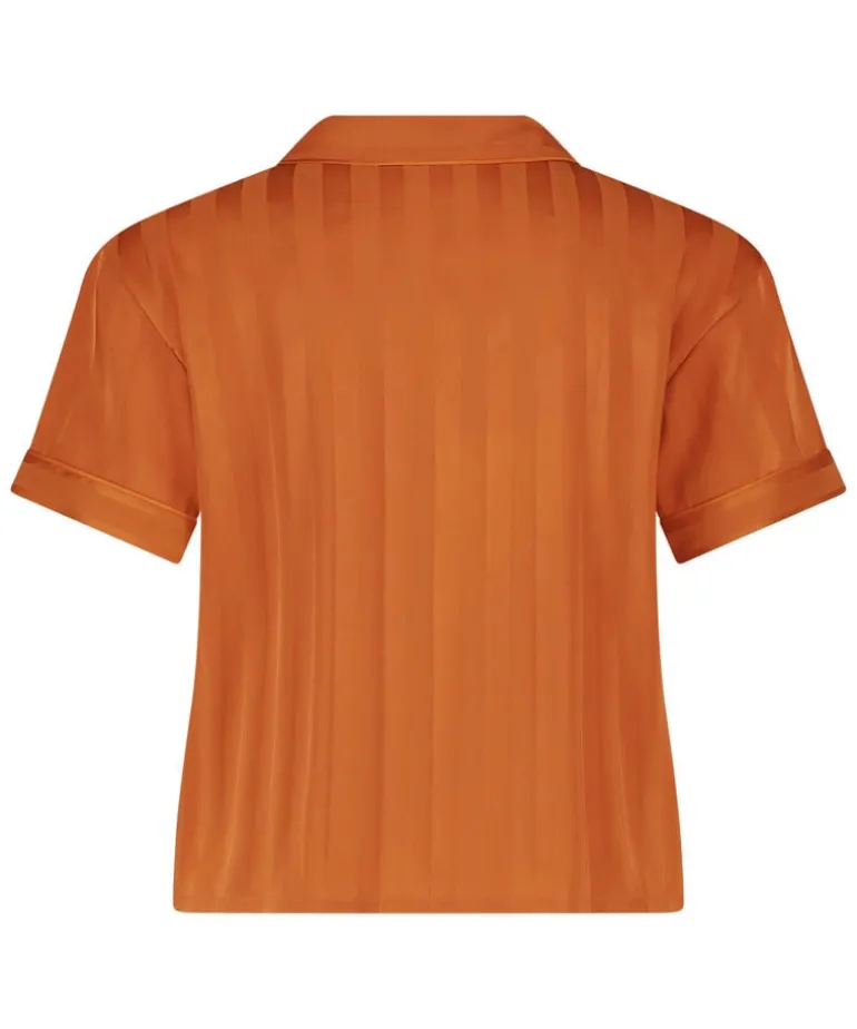 Satin Short-Sleeved Jacket - Orange