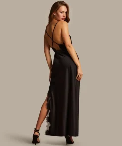 Satin Slip Dress - Black