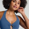 Scallop Halter Bikini Top - Blue