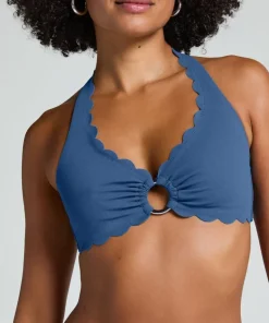 Scallop Halter Bikini Top - Blue