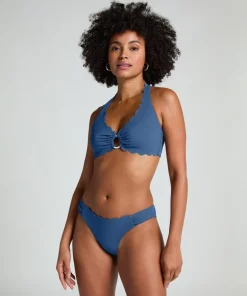Scallop Halter Bikini Top - Blue