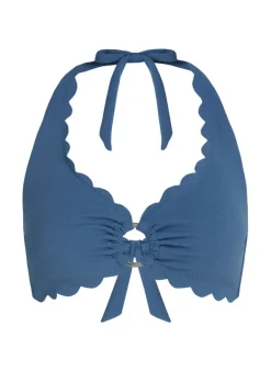 Scallop Halter Bikini Top - Blue
