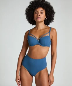 Scallop High Waist Rio Bikini Bottom - Blue