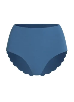Scallop High Waist Rio Bikini Bottom - Blue