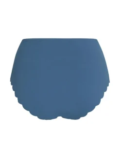 Scallop High Waist Rio Bikini Bottom - Blue