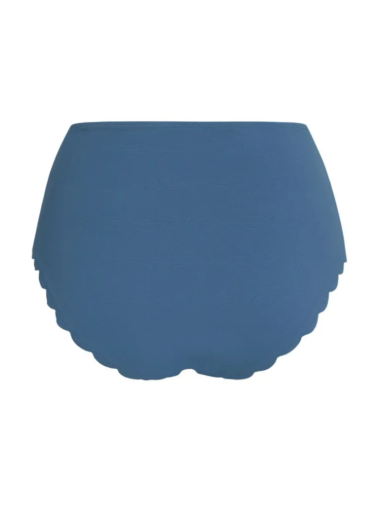 Scallop High Waist Rio Bikini Bottom - Blue