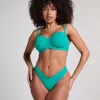 Scallop High-Leg Bikini Bottoms - Green