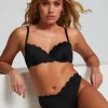 Scallop High-Leg Bikini Bottoms - Black