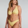 Scallop High-Leg Bikini Bottoms - Yellow