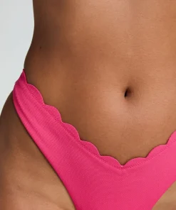 Scallop High-Leg Bikini Bottoms - Pink