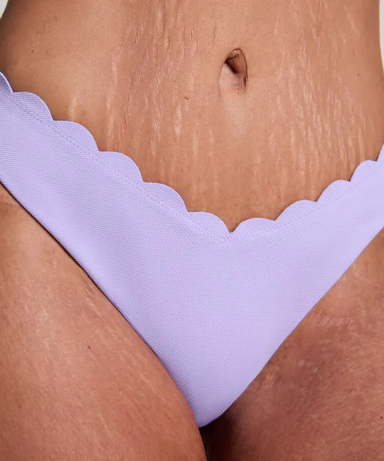 Scallop High-Leg Bikini Bottoms - Purple
