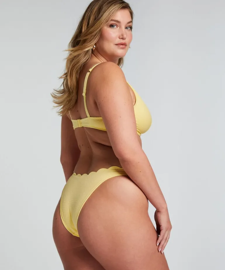 Scallop High-Leg Bikini Bottoms - Yellow