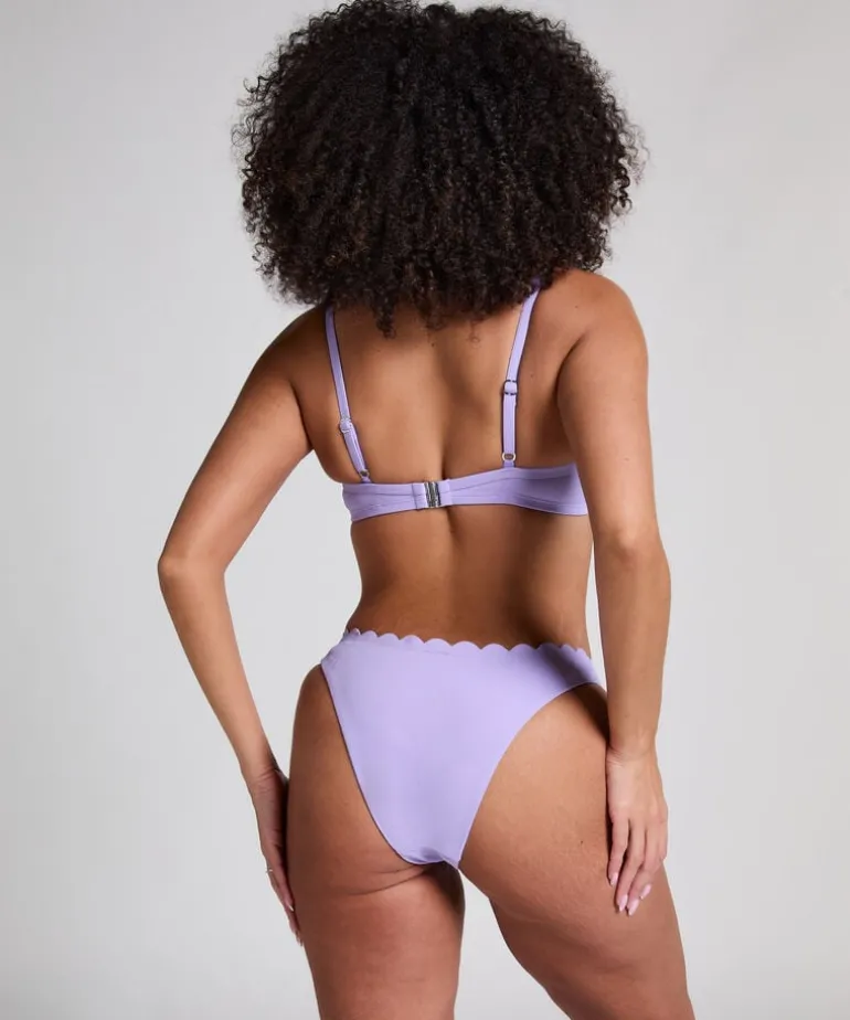 Scallop High-Leg Bikini Bottoms - Purple