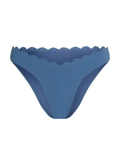 Scallop High-Leg Bikini Bottoms - Blue