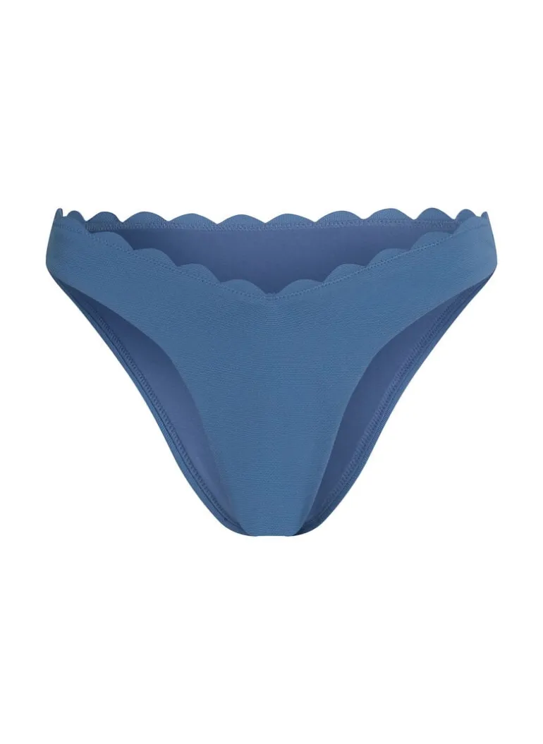 Scallop High-Leg Bikini Bottoms - Blue