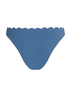 Scallop High-Leg Bikini Bottoms - Blue
