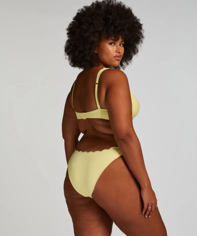Scallop High-Leg Bikini Bottoms - Yellow
