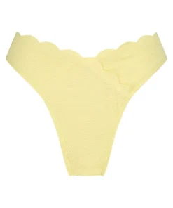Scallop High-Leg Bikini Bottoms - Yellow