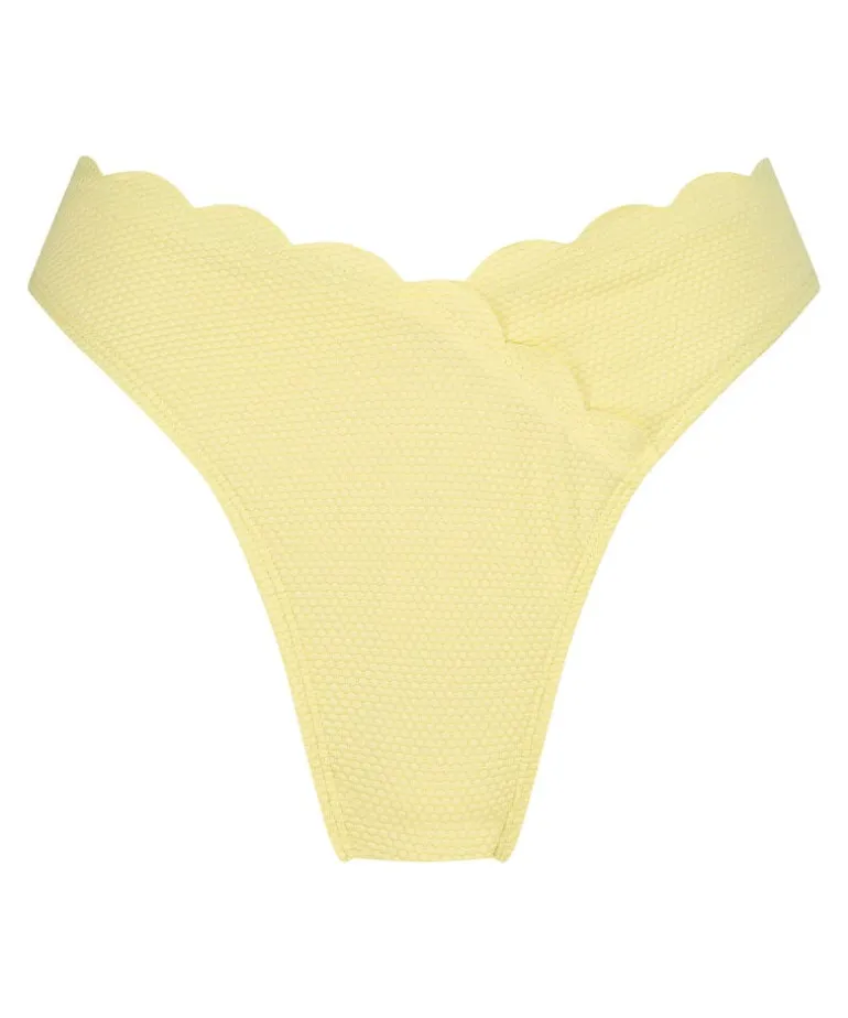 Scallop High-Leg Bikini Bottoms - Yellow