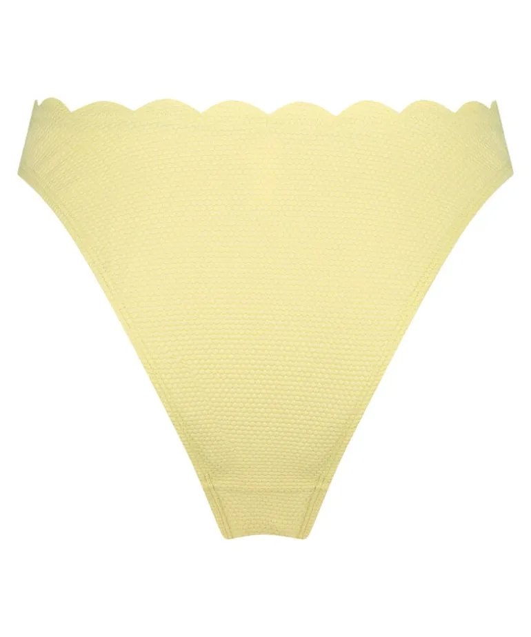 Scallop High-Leg Bikini Bottoms - Yellow