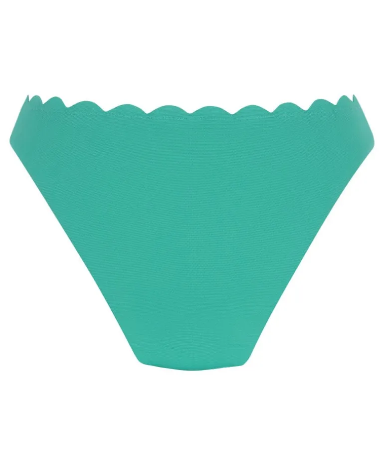 Scallop High-Leg Bikini Bottoms - Green