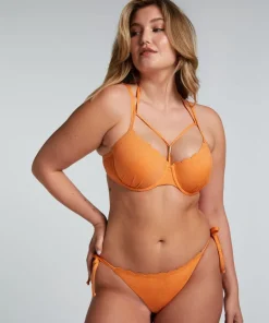 Scallop Lurex Bikini Top - Orange
