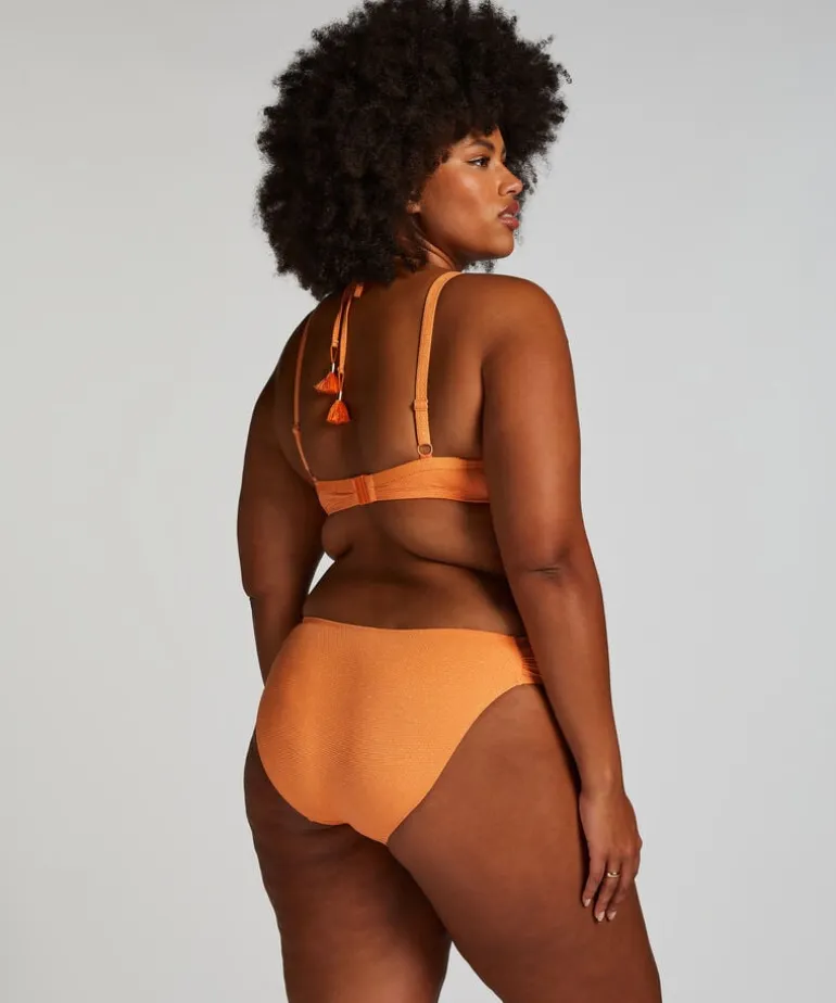 Scallop Lurex Bikini Top - Orange