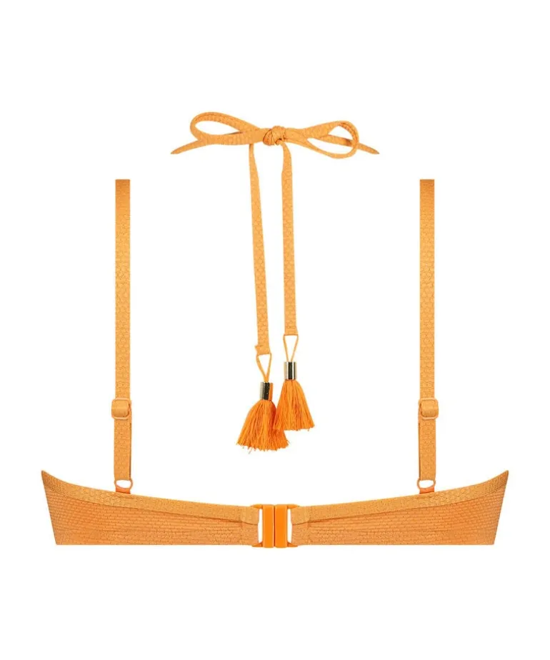 Scallop Lurex Bikini Top - Orange