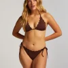 Scallop Lurex Cheeky Tanga Bikini Bottoms - Brown