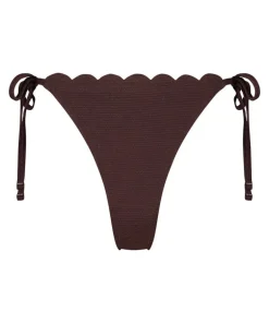 Scallop Lurex Cheeky Tanga Bikini Bottoms - Brown