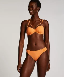 Scallop Lurex Rio Bikini Bottoms - Orange