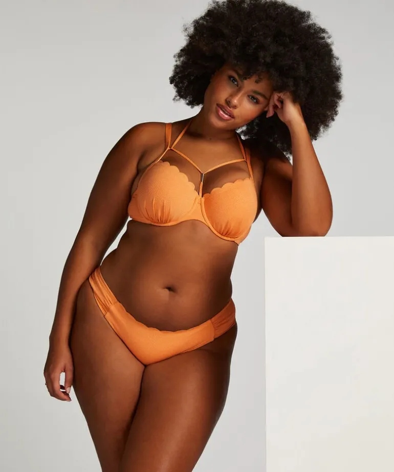 Scallop Lurex Rio Bikini Bottoms - Orange