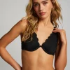 Scallop non-padded underwired bikini top - Black