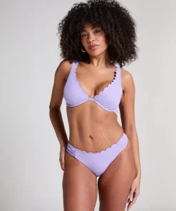 Scallop non-padded underwired bikini top - Purple