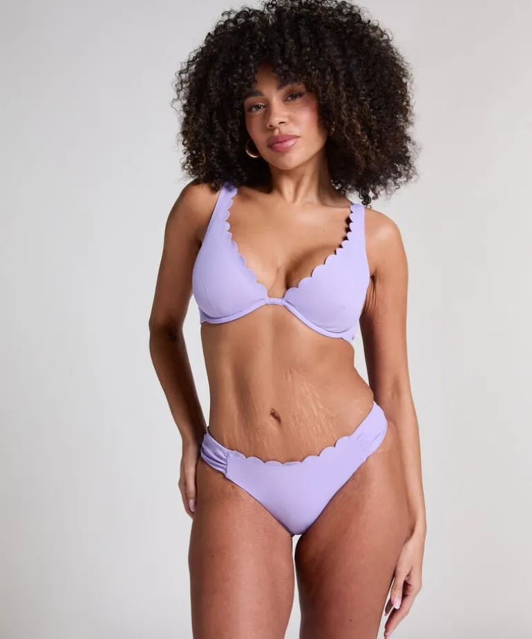 Scallop non-padded underwired bikini top - Purple